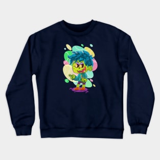 Zombie boy and worm friend Crewneck Sweatshirt